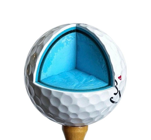 Cut Golf Ball Cut Open To Show the Blue Core
