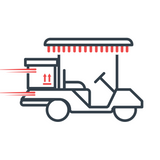 Icon of a Moving Golf Cart With Lines Showing Speed