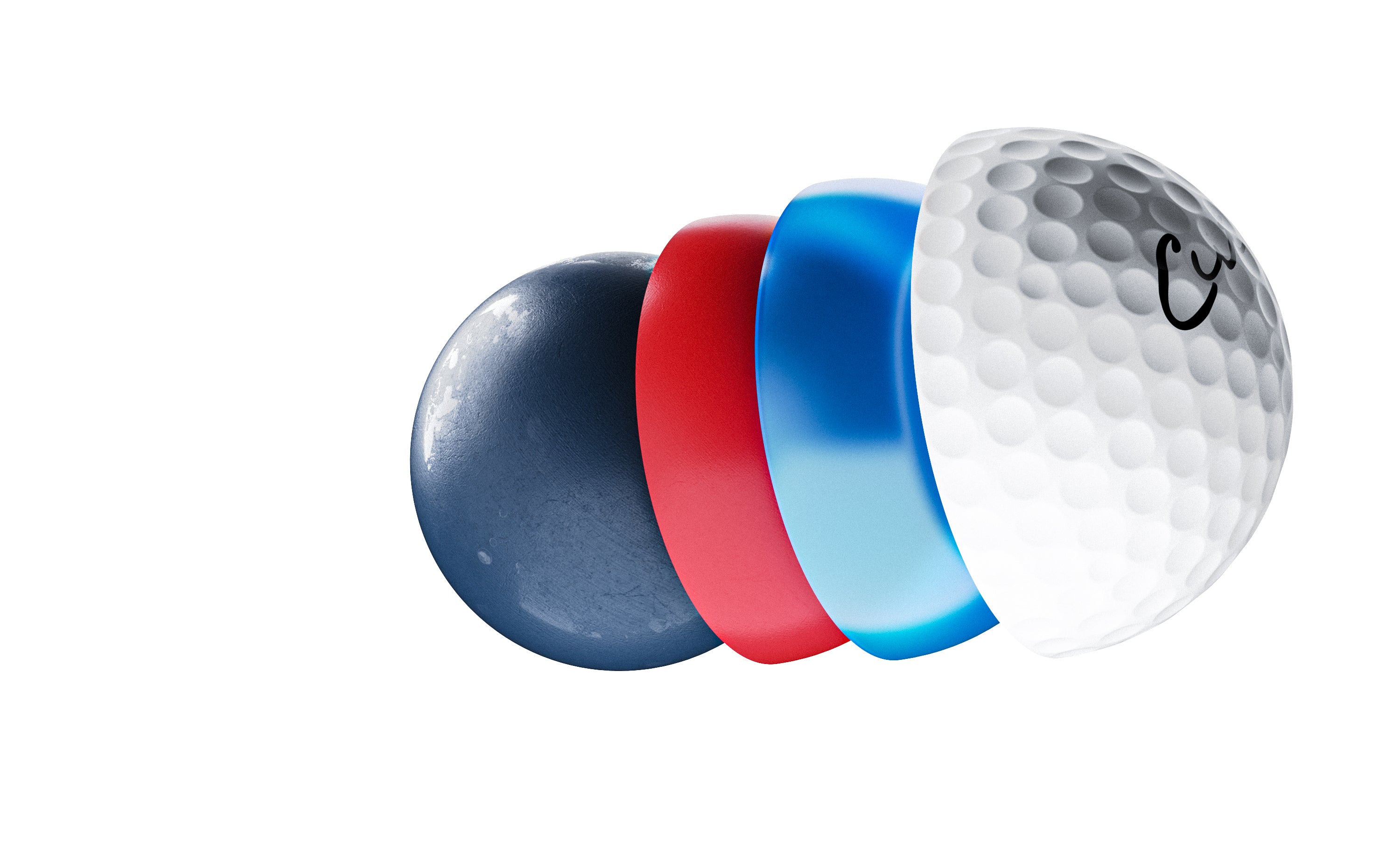 Cut DC Tour Performance Golf Ball Dissected to Show All Layers