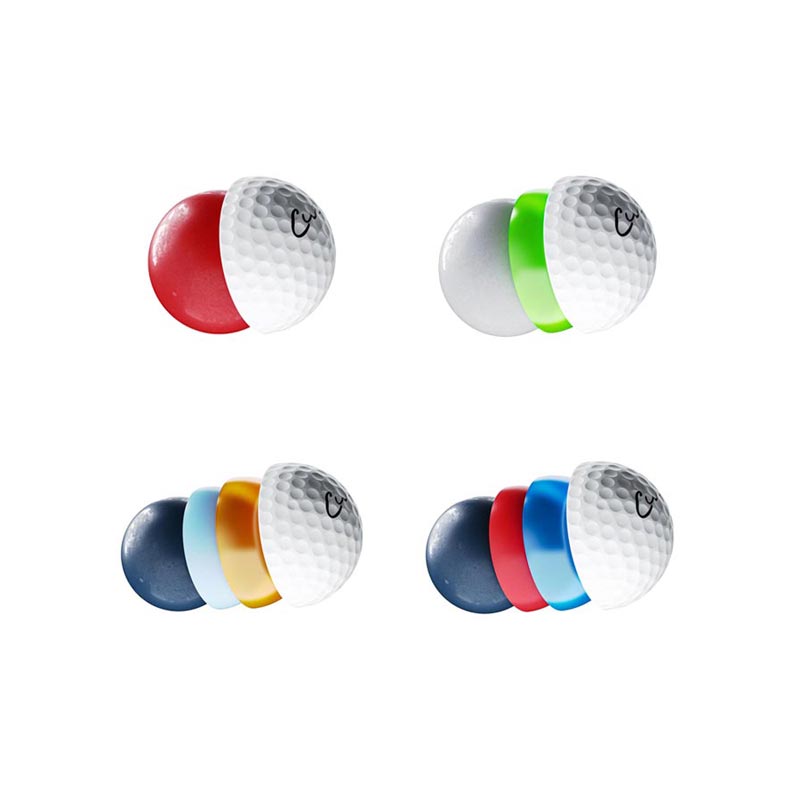 All Cut Golf Balls Dissected Showing Layers On a White Background